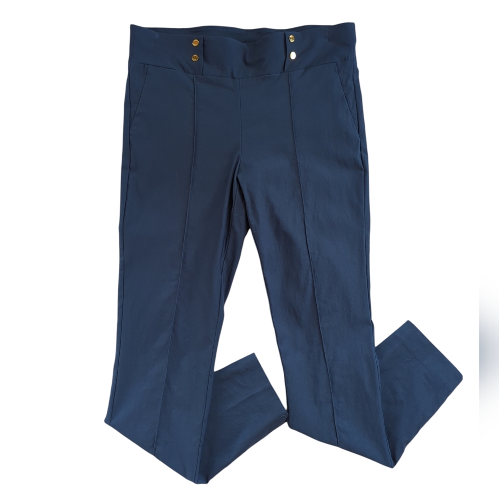 Anne Klein Seamed Ankle Pants 6 Blue Stretchy Waistband